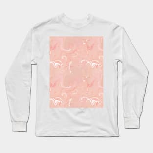 Pastel Peach Silk Marble - Digital Liquid Paint Long Sleeve T-Shirt